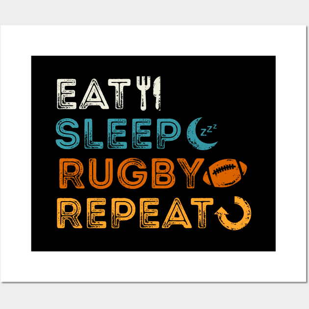 Eat Sleep Rugby Repeat Wall Art by marieltoigo